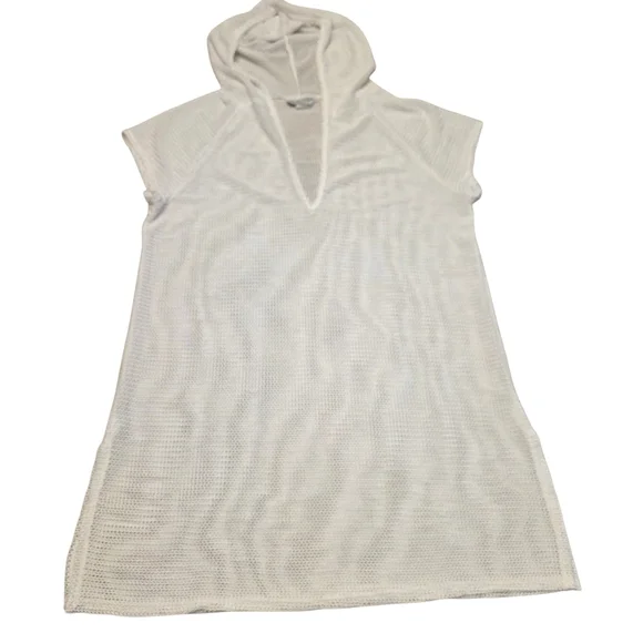 Jordan Taylor White Mesh Hooded Swim Cover-Up Size L - Picture 6 of 10